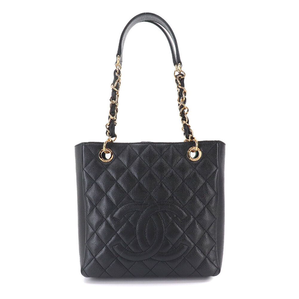 Chanel Matelasse PST Chain Tote Handbag, Caviar Leather, Black, A50994, Gold ...